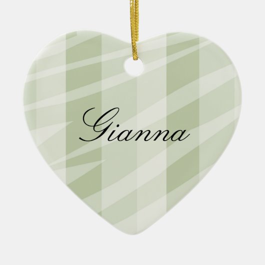 Mint Groen Witte Zebra Strepen Keramisch Ornament (Voorkant)