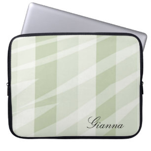 Mint Groen Witte Zebra Strepen Laptop Sleeve