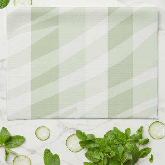 Mint Groen Witte Zebra Strepen Theedoek (Gevouwen)