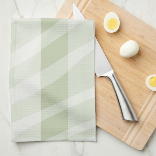 Mint Groen Witte Zebra Strepen Theedoek (Quarter Fold)