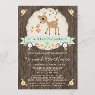 MINT GROEN WOODLAND DEER BABY SHOWER KAART