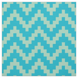 Mint-groen zigzag Ikat & aangepaste blauwe achterg Stof