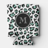 Mint Groen Zwart Leopard Dierenprint met Monogra Blikjeskoeler (Achterkant)