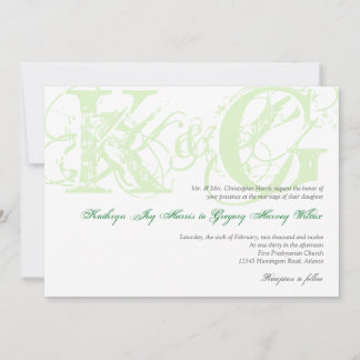 Mint-groene antiek grunge monogram bruiloft kaart