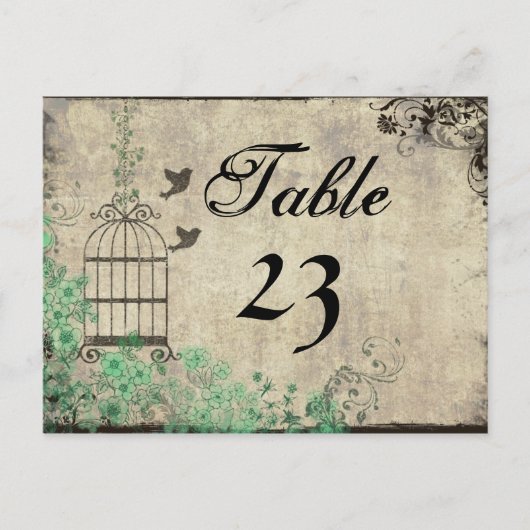 Mint Groene Birdcage Tafelnummers (Voorkant)