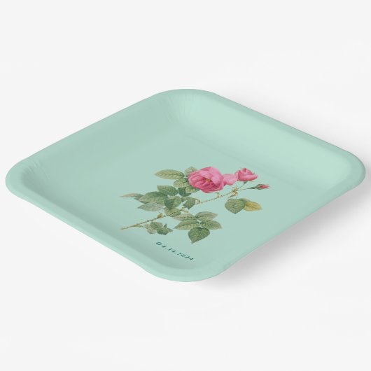 Mint Groene Bloem Papieren Bordje (Gebogen)