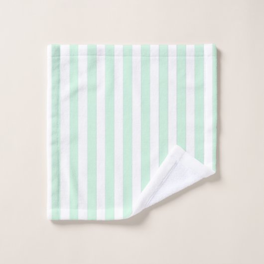 Mint Groene Cabana Strepen Monogrammed Initialen Bad Handdoek (Wasdoekje)
