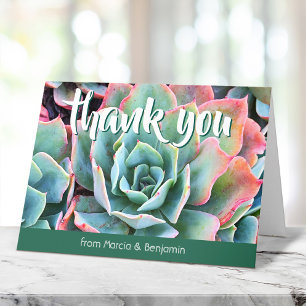 Mint groene cactus foto aangepaste naam vet stijlv bedankkaart