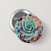 Mint Groene Cactus Succulent Foto Sterkte Script Ronde Button 5,7 Cm (Voorkant /achterkant)