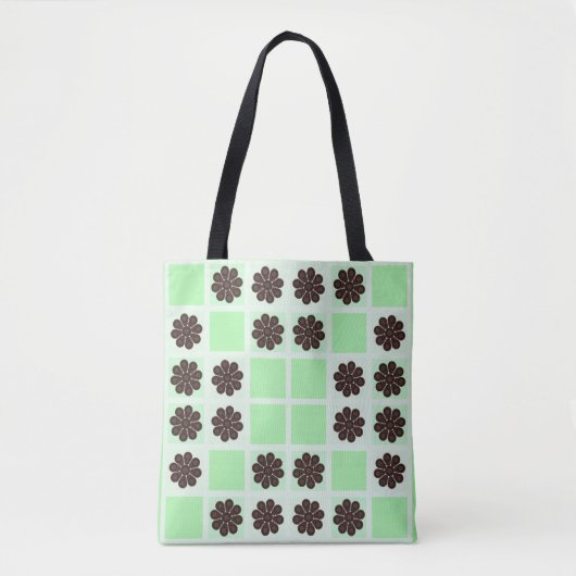 Mint groene crème en chocolade chip quilt patroon draagtas (Voorkant)