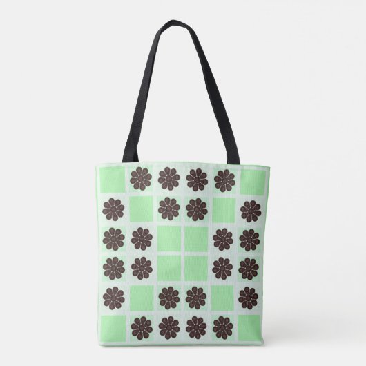 Mint groene crème en chocolade chip quilt patroon draagtas (Achterkant)