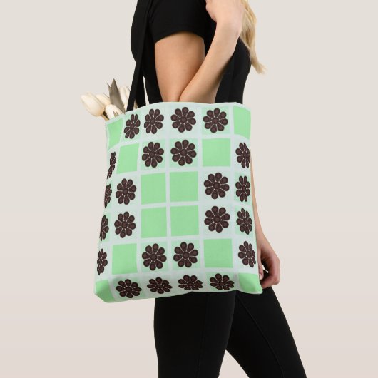 Mint groene crème en chocolade chip quilt patroon draagtas (Dichtbij)