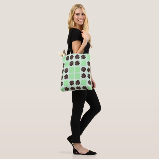 Mint groene crème en chocolade chip quilt patroon draagtas (Op model)
