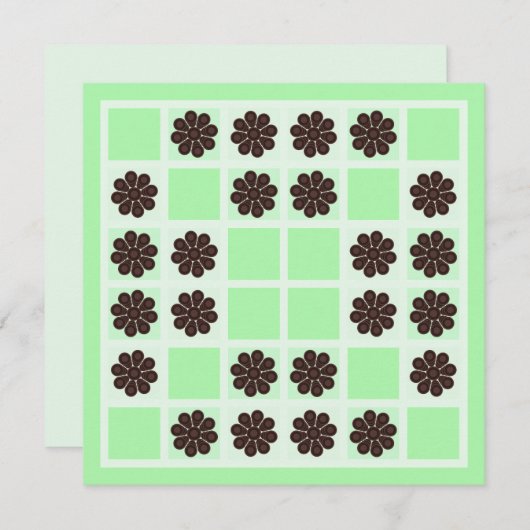Mint groene crème en chocolade chip quilt patroon kaart (Voorkant / Achterkant)