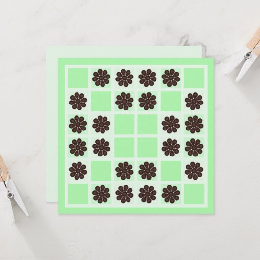 Mint groene crème en chocolade chip quilt patroon kaart (Voorkant / Achterkant in situ)