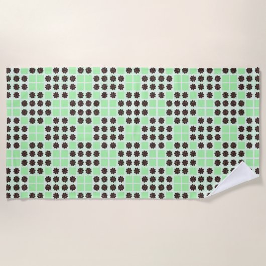 Mint groene crème en chocolade chip quilt patroon strandlaken (Voorkant)