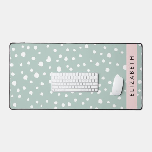 Mint Groene Dalmatische Stippen, Vlekken, Jouw naa Bureaumat (Keyboard & Muis)