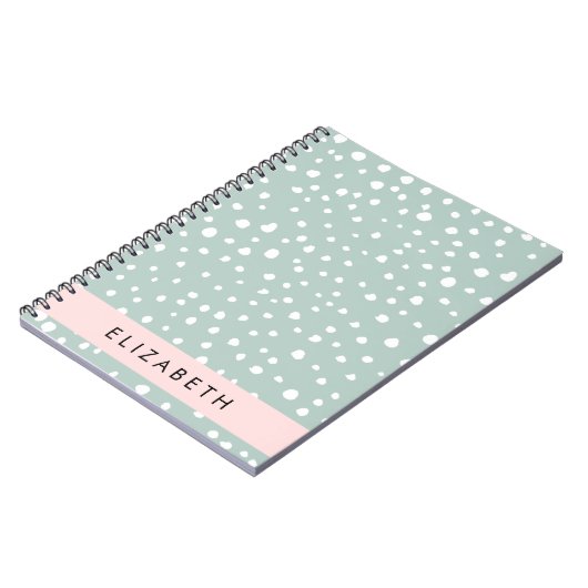 Mint Groene Dalmatische Stippen, Vlekken, Jouw naa Notitieboek (Linkerzijde)