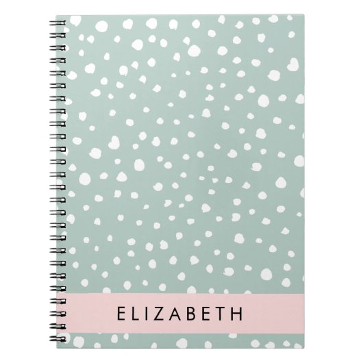 Mint Groene Dalmatische Stippen, Vlekken, Jouw naa Notitieboek (Voorkant)