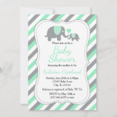 Mint Groene en Grijze Olifant 🐘 | BABY SHOWER Kaart (Voorkant)