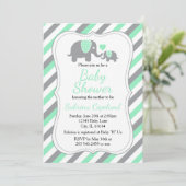 Mint Groene en Grijze Olifant 🐘 | BABY SHOWER Kaart (Staand voorkant)