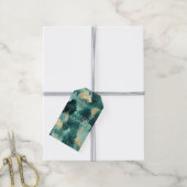 Mint Groene Gouden Bomen Kerst Cadeaulabel (Met Touw)
