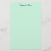 Mint Groene Monogram Naam Aangepaste Kleur Elegant Briefpapier (Voorkant)