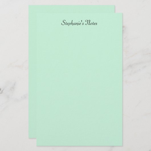 Mint Groene Monogram Naam Aangepaste Kleur Elegant Briefpapier (Voorkant / Achterkant)