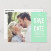 MINT GROENE NAUTISCHE FOTO BEWAART U HET DATUM BRI AANKONDIGINGSKAART (Voorkant / Achterkant)