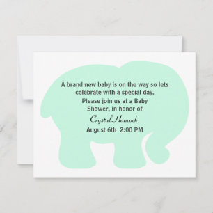 Mint Groene Olifant Baby shower Uitnodiging