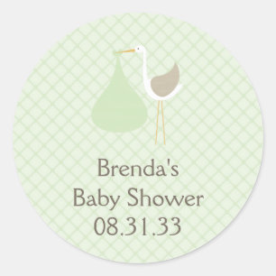 Mint Groene Ooievaar Baby shower Sticker