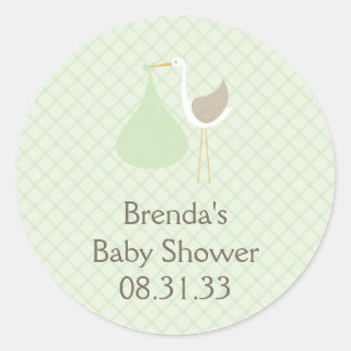 Mint Groene Ooievaar Baby shower Sticker