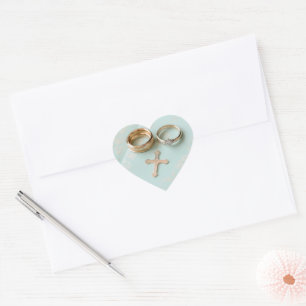 Mint groene religieuze bruiloft hart sticker
