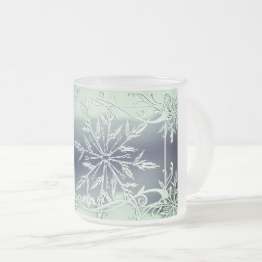 Mint groene sneeuwvlok bevroren mok (Voorkant rechts)