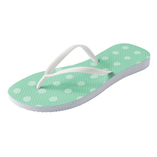 Mint Groene Stippen Trendy Sjabloon Rustiek Design Teenslippers (Schuin)