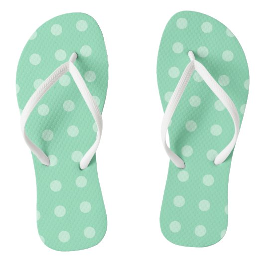 Mint Groene Stippen Trendy Sjabloon Rustiek Design Teenslippers (Voetbed)
