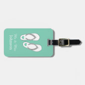 Mint groene strandslippers reizen bagagelabels (Voorkant horizontaal)