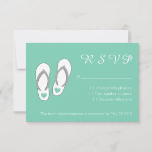 Mint-groene strandslippers RSVP-trouwkaarten RSVP Kaartje