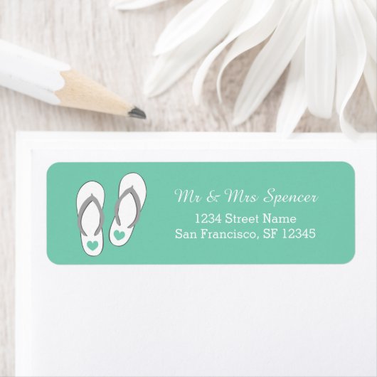 Mint groene strandslippers Terug Adres Labels (Insitu)