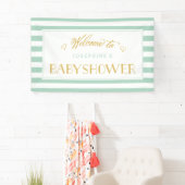 Mint Groene Strepen met Gouden Moeder om te zijn | Spandoek (Insitu)