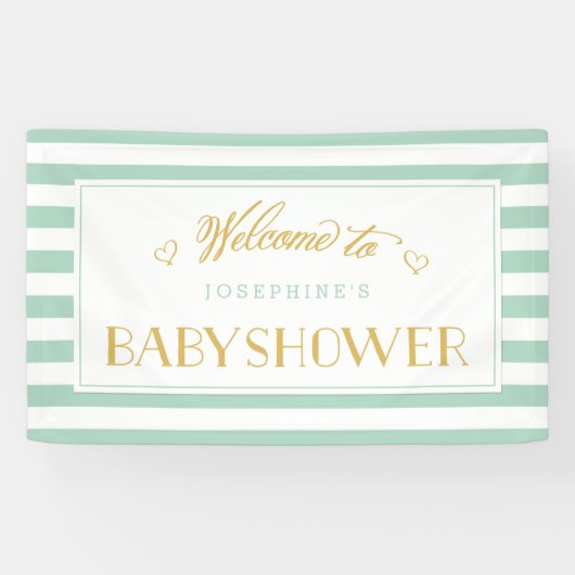 Mint Groene Strepen met Gouden Moeder om te zijn | Spandoek (Horizontaal)