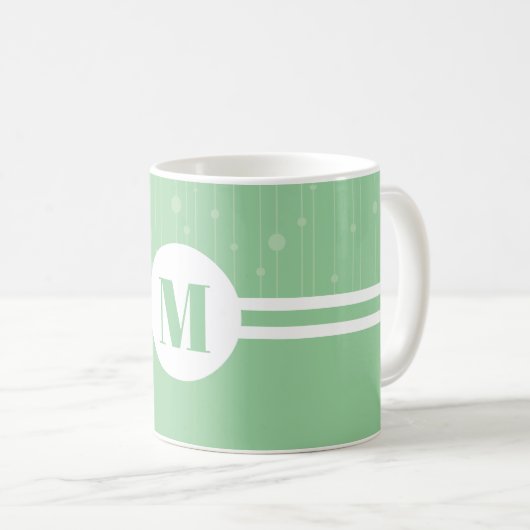 Mint groene strepen monogram Letter pastel minimaa Koffiemok (Voorkant rechts)
