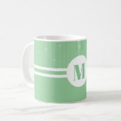 Mint groene strepen monogram Letter pastel minimaa Koffiemok (Voorkant links)