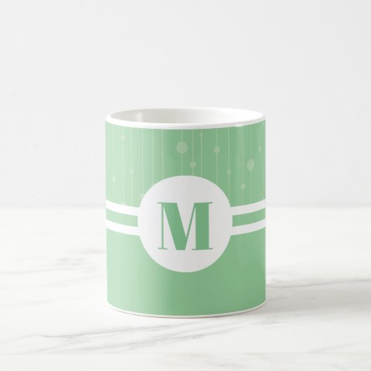 Mint groene strepen monogram Letter pastel minimaa Koffiemok (Center)