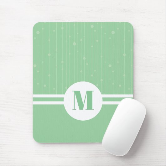 Mint groene strepen monogram pastel minimaal muismat (Met muis)