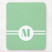 Mint groene strepen monogram pastel minimaal muismat (Voorkant)