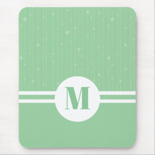 Mint groene strepen monogram pastel minimaal muismat