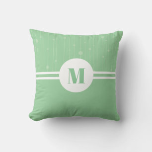 Mint groene strepen pastel minimale monogram lette kussen