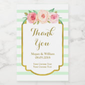 Mint Groene Strepen Roze Bloemen Goud Custom Label Voedselcontainer Etiket (Enkel label)