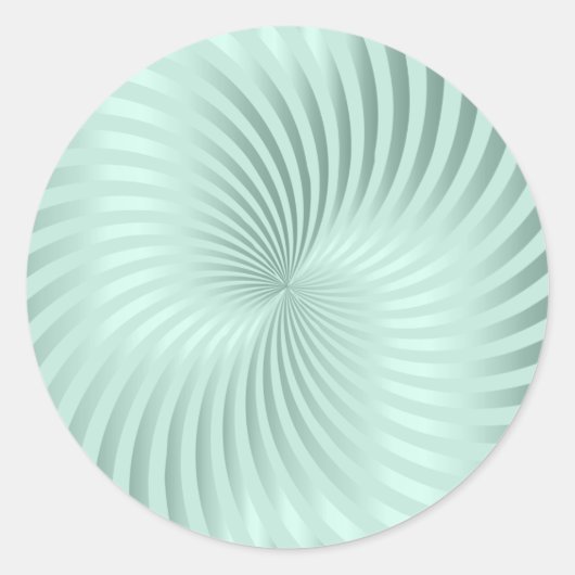 Mint groene stripe spiraal van envelop ronde sticker (Voorkant)
